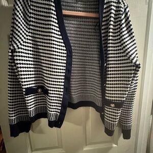 Adrianna Papell Black and White Knit Sweater